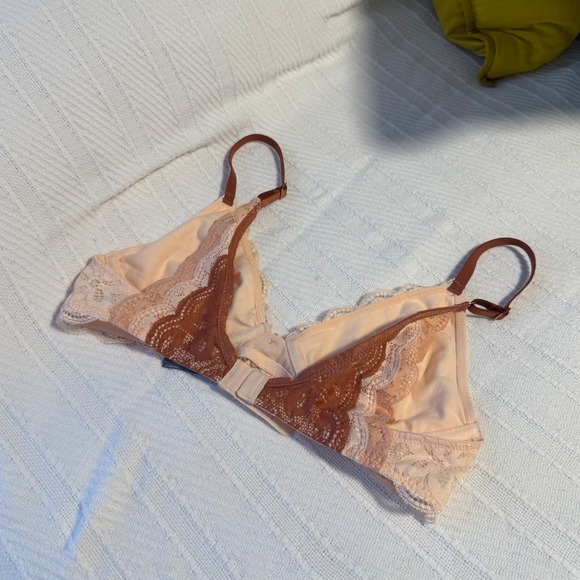 NWT Aerie by American Eagle Lace Bra neutral Color Block Happy 34C - Picture 5 of 9